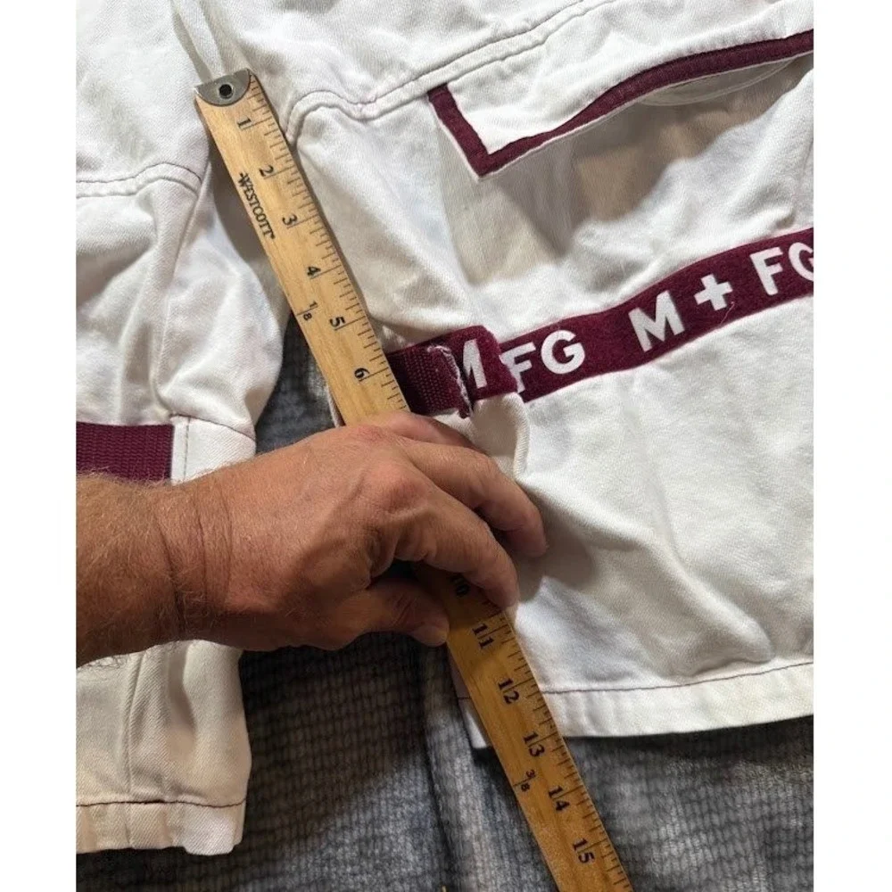 Marithe Francois Girbaud White Cargo Shorts Mens 40X13 Burgundy Strap Vintage